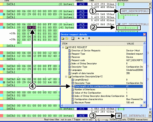 USB2.0 协议分析仪 LE-620HS-E 软件表示画面
