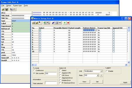 Display of Packet Editor